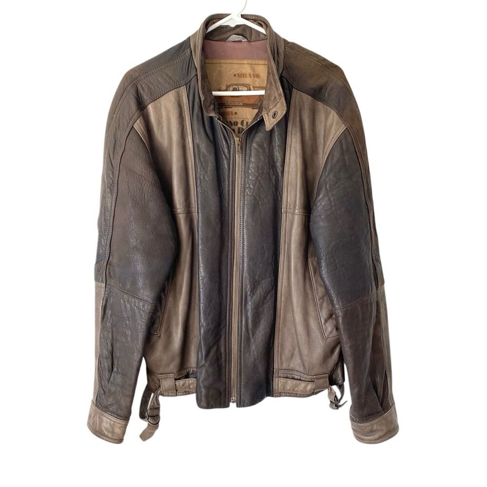 Members Only Vintage 1984 Brown Leather Moto Jacket Coat size 42 Milano Racing